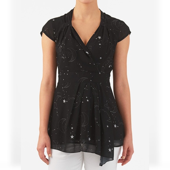 eshakti Tops - eShakti top faux wrap moon stars black 2X 22W